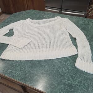 Aerie Sweater Womens XXL Cream Ivory Open Knit Wool Mohair Blend Pullover Layer